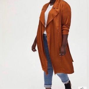 TORRID COPPER DOTTED SELF TIE TRENCH JACKET (NWT)